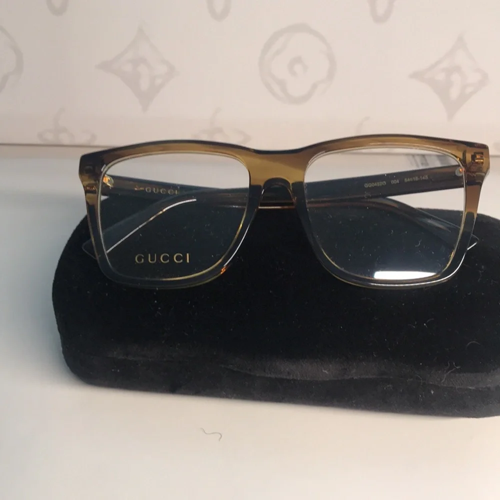 New Authentic Gucci GG0452O 004 Eyeglasses Brown Havana Oversized Square Frames
